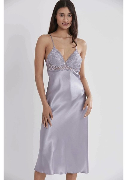 Kadın Saten Dantelli Gecelik & Sabahlık Takım - 4370 Royal indirimleri