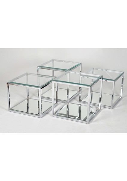 Janet Paslanmaz Metal Dörtlü Orta Sehpa