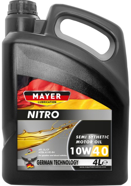 Nitro Semi Synthetic 10W-40 4 Litre Motor Yağı ( Üretim Yılı: 2023 )