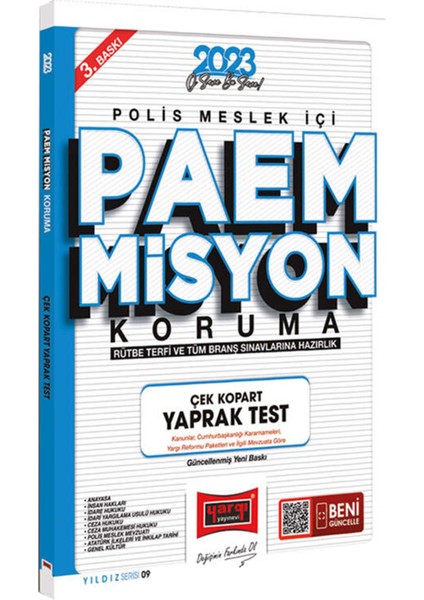 2023 Yıldız Serisi PAEM Misyon Koruma Rütbe Terfi ve Tüm Branş Sınavlarına Hazırlık Yaprak Test