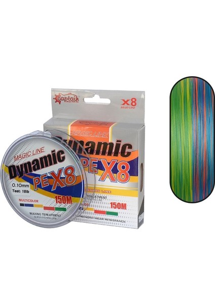 Dynamic Soft Pe 8 Örgü Spin Ip Misina 150MT Multi Color 0.16mm