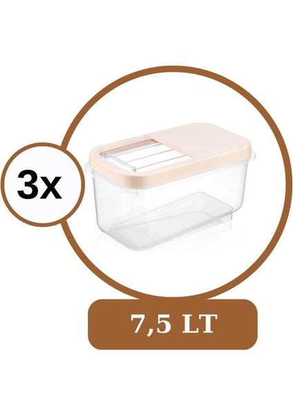 Multibox 7,5 Lt Kaydırak Kapaklı Erzak Saklama Kabı 3’lü Set 3x7,5lt Krem fiyatları