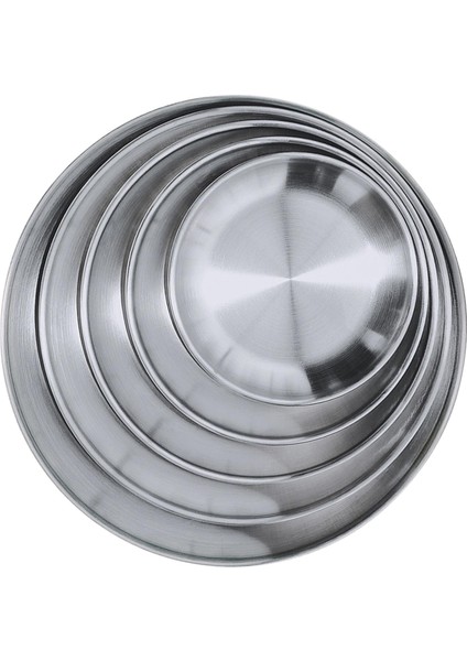 5 Adet Paslanmaz Çelik Tabaklar Yürüyüş Için Metal Yuvarlak Bulaşık Yemekleri Seti