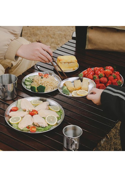 5 Adet Paslanmaz Çelik Tabaklar Yürüyüş Için Metal Yuvarlak Bulaşık Yemekleri Seti fırsatları