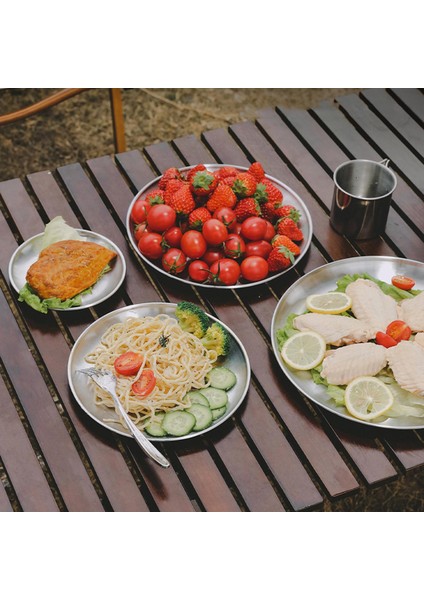 5 Adet Paslanmaz Çelik Tabaklar Yürüyüş Için Metal Yuvarlak Bulaşık Yemekleri Seti indirimleri