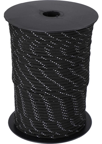 100M Yansıtıcı Paracord Parachute Cord Halat Guy Hattı Kamp Için Siyah