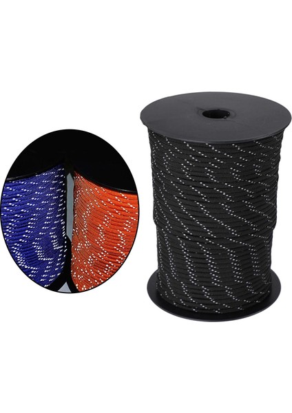 100M Yansıtıcı Paracord Parachute Cord Halat Guy Hattı Kamp Için Siyah