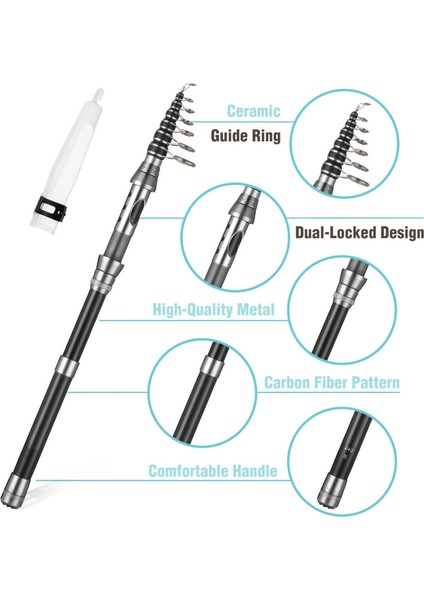 Karbon Fiber Çubuk ve Makara Combo 1,5m Için Geri Çekilebilir Süper indirimleri