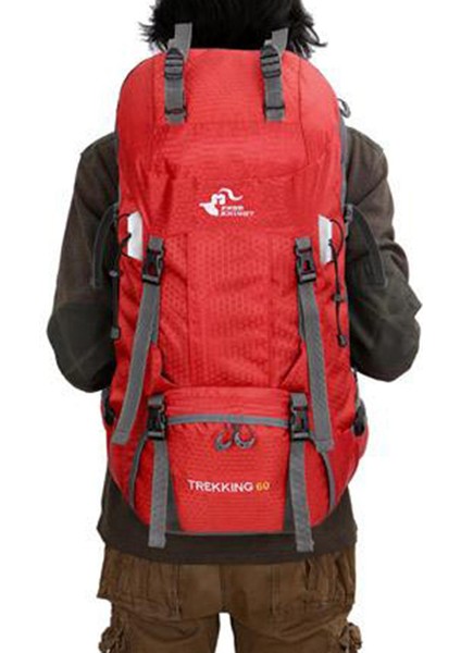 60L Sırt Çantası Yürüyüş Sırt Çantası Backpacking Dağcılık Haftası Kırmızı modelleri