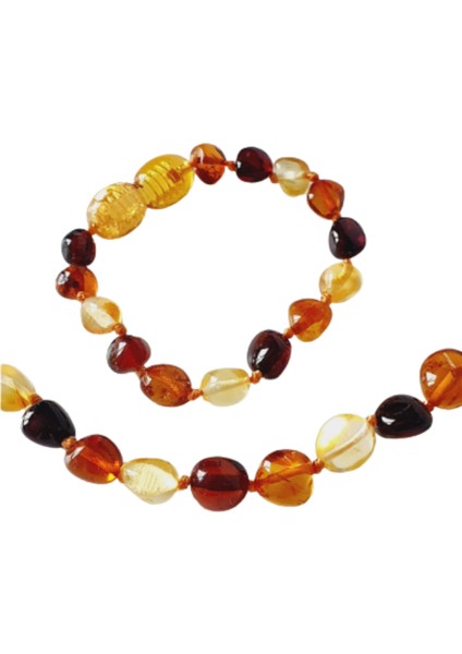 Damla Kehribar Bebek Kolye ve Bileklik Set Diş Çıkartma Kolyesi %100 Naturel modelleri