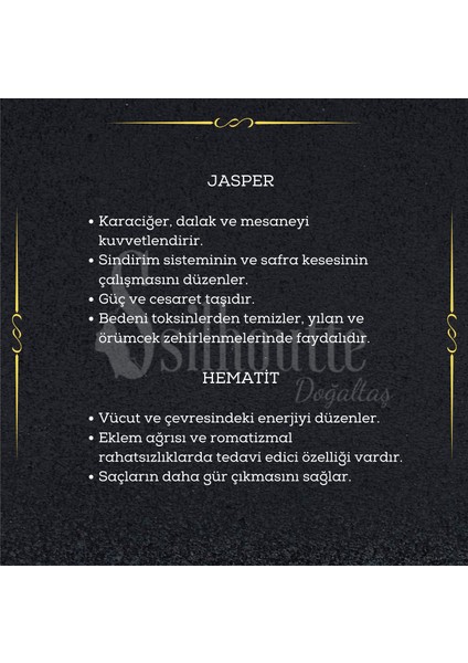 Sertifikalı Erkek & Kadın Doğal Taş Hediye Bileklik Jasper Taşı ve Hematit 4mm Tasarım