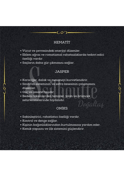 Sertifikalı Kadın Erkek Doğal Taş Hediye Bileklik Jasper Onix ve Hematit 6mm Tasarım indirimleri