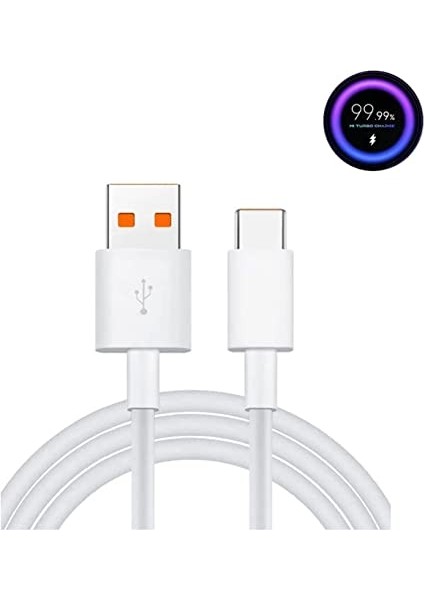 Type-C Fast Turbo Hızlı Şarj Kablosu Xiaomi ve Type-C Telefonlarla Uyumlu Süper Hızlı Şarj Kablosuz Turuncu Uçlu Type-C Kablo 6A Kablo