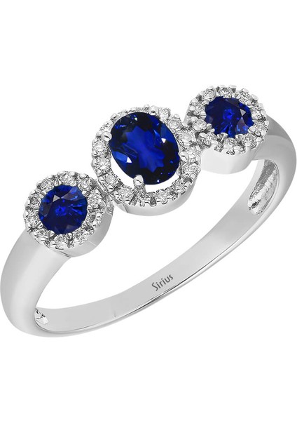 Safir ve Pırlanta Taşlı Tria Yüzük 0405R0003