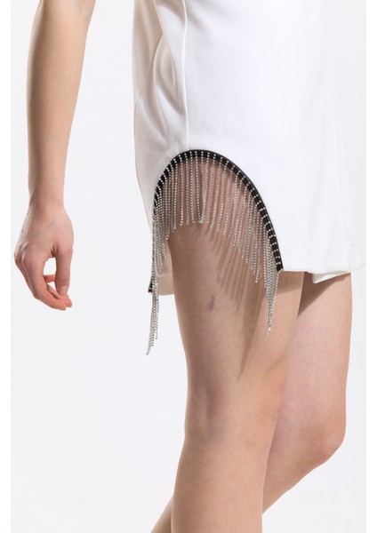 Zincir Detaylı Içi Astarlı Kolsuz Hürrem Ceket | CKT34314 Beyaz fiyatları