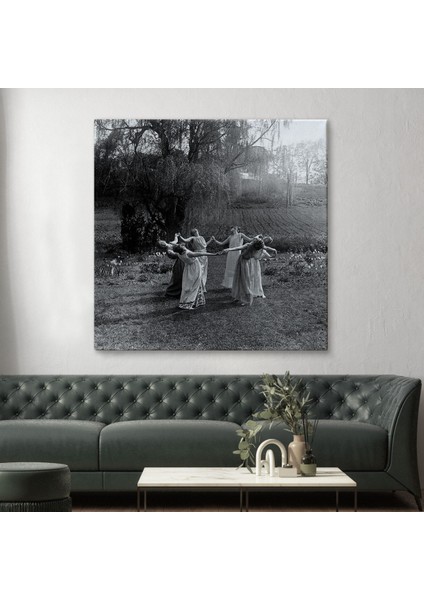 Vintage Kadınlar Dans Ediyor Kanvas Tablo, Gotik Ev Dekorasyonu, Ritüel Daire Dansı fiyatları