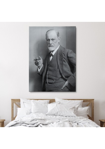 Doğaltercih Sigmund Freud Elinde Puro ile Siyah Beyaz Fotoğrafı Kanvas Tablo fiyatları