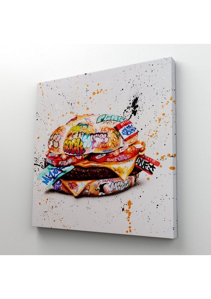 Doğaltercih Hamburger Graffiti Kanvas Tablo, Banksy Sokak Graffiti Tablo