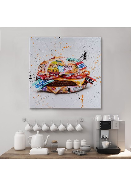 Doğaltercih Hamburger Graffiti Kanvas Tablo, Banksy Sokak Graffiti Tablo