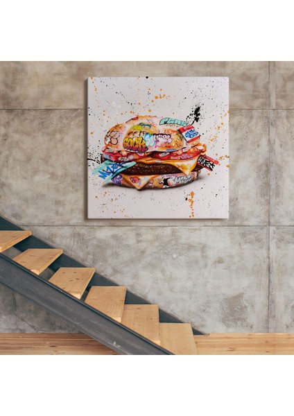 Doğaltercih Hamburger Graffiti Kanvas Tablo, Banksy Sokak Graffiti Tablo
