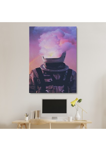 Beyni Yakılan Astronot Kanvas Tablo, Gerçeküstü Pop Art Kanvas Tablo