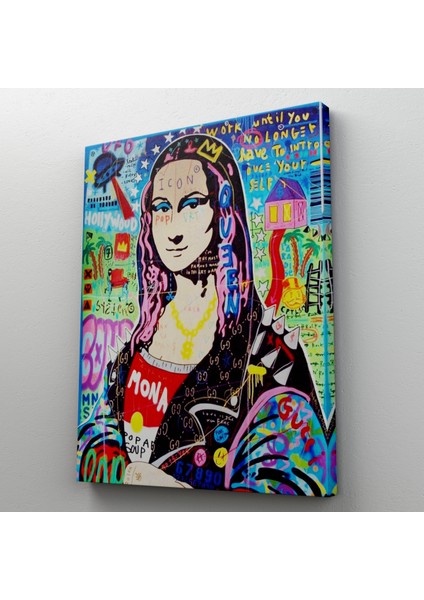 Banksy Renkli Mona Lisa Kanvas Tablo, Pop Art, Sokak Sanatı, Kanvas Tablo