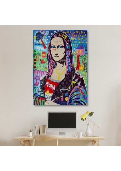 Banksy Renkli Mona Lisa Kanvas Tablo, Pop Art, Sokak Sanatı, Kanvas Tablo modelleri