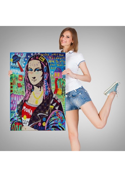 Banksy Renkli Mona Lisa Kanvas Tablo, Pop Art, Sokak Sanatı, Kanvas Tablo fırsatları