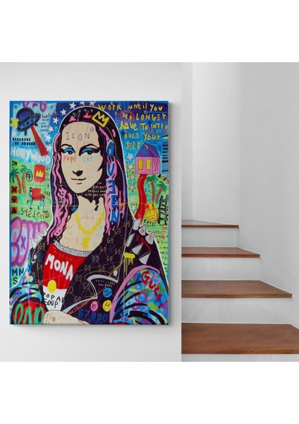 Banksy Renkli Mona Lisa Kanvas Tablo, Pop Art, Sokak Sanatı, Kanvas Tablo indirimleri