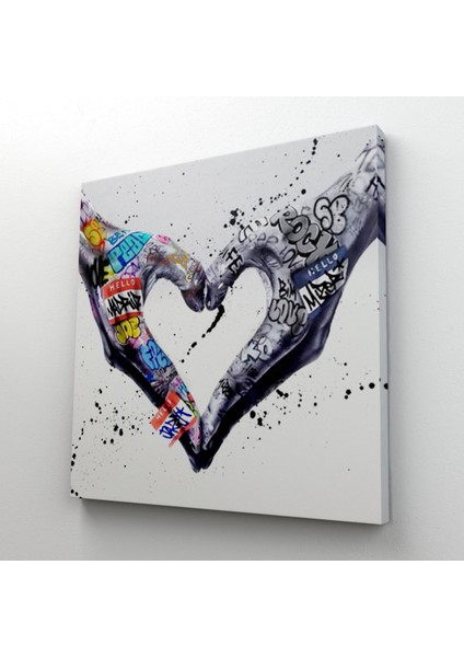Graffiti Kalp Burcu Eller, Banksy Posteri, Kanvas Tablo, Pop Art