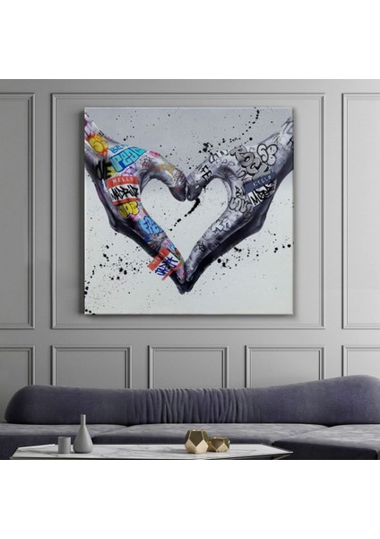 Graffiti Kalp Burcu Eller, Banksy Posteri, Kanvas Tablo, Pop Art fiyatları