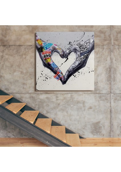 Graffiti Kalp Burcu Eller, Banksy Posteri, Kanvas Tablo, Pop Art indirimleri