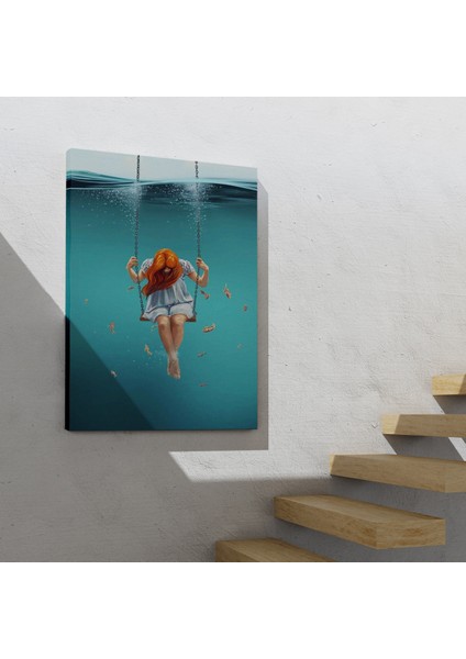 Denizde Salıncakla Sallanan Kız Kanvas Tablo indirimleri