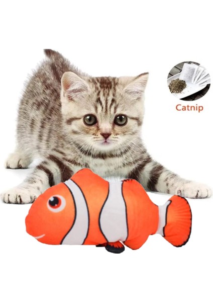 Tineke Peluş Kedi Oyuncağı Balık Kedi Nanesi Otlu Çıngıraklı 1 Adet Palyaço