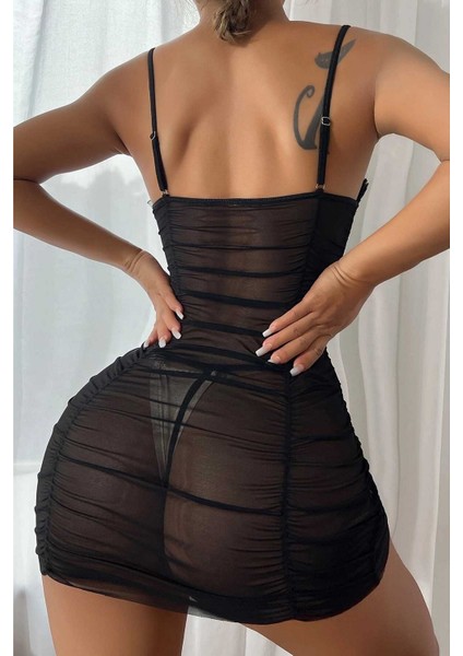 Transparan Büzgülü Gecelik Iç Giyim Takım fiyatları