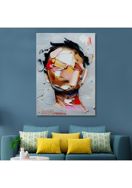 Fırça Darbesi Insan Yüzü Kanvas Tablo, Soyut Kadın Yüzü Portresi Kanvas Tablo modelleri