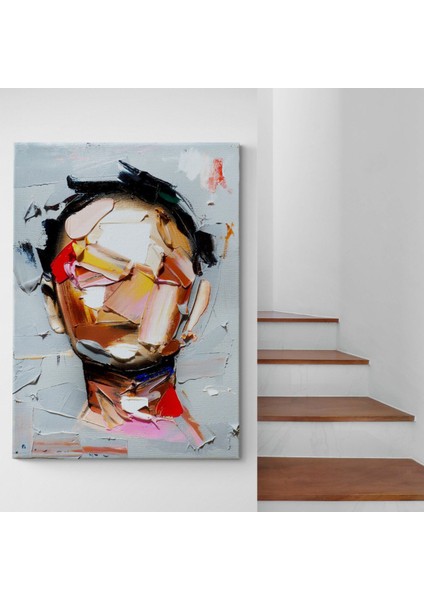 Fırça Darbesi Insan Yüzü Kanvas Tablo, Soyut Kadın Yüzü Portresi Kanvas Tablo indirimleri