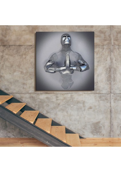 Aşk Sanatı, 3D Gri ve Gümüş Metalik Efektli Kanvas Tablo
