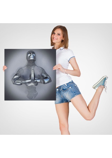 Aşk Sanatı, 3D Gri ve Gümüş Metalik Efektli Kanvas Tablo