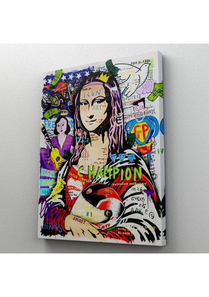 Renkli Mona Lisa Banksy Kanvas Tablo, Sokak Sanatı, Pop Art