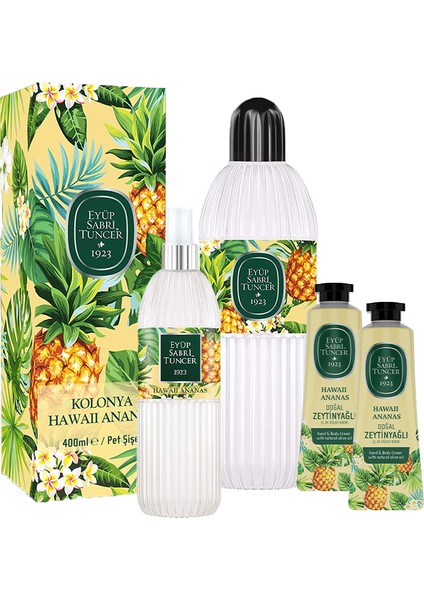 Hawaii Ananas Kolonya 400 Ml, 150 ml ve 2 Adet El ve Vücut Kremi 50 ml