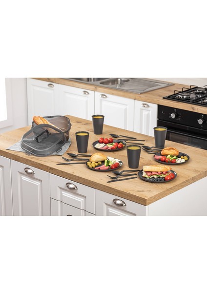 Piknik Seti 4 Kişilik (22 Parça) Piknik Tabak Çatal Kaşık Bıçak Bardak ve Saklama Çantası fiyatları