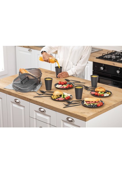 Piknik Seti 4 Kişilik (22 Parça) Piknik Tabak Çatal Kaşık Bıçak Bardak ve Saklama Çantası modelleri