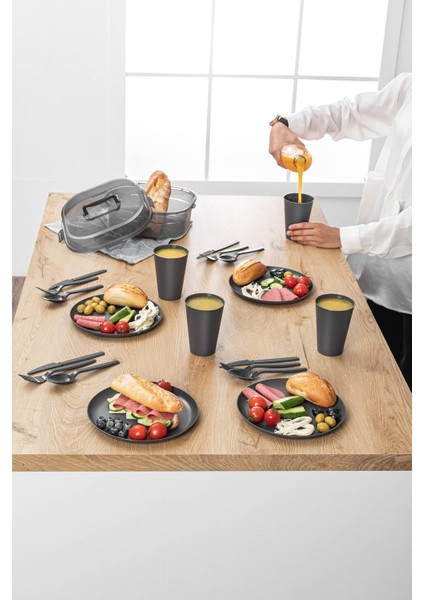 Piknik Seti 4 Kişilik (22 Parça) Piknik Tabak Çatal Kaşık Bıçak Bardak ve Saklama Çantası fırsatları