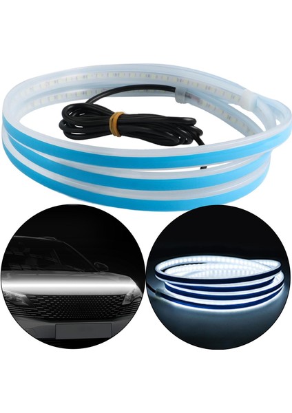 Araba Hood Araba Motor Kapağı Dekorasyonu Araç Parçaları Için Esnek 150CM Beyaz Işık fırsatları