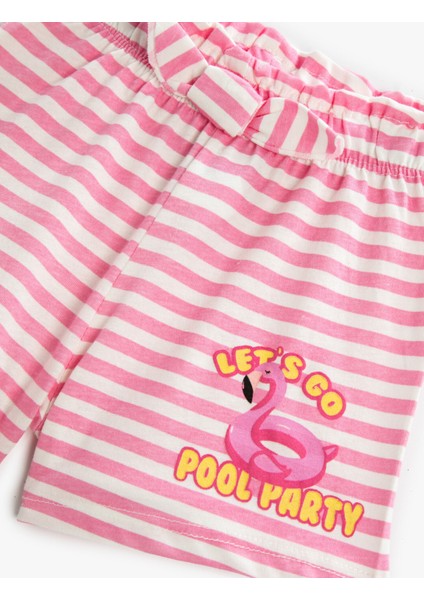 Baskılı Şort Fiyonk Detaylı Pamuklu modelleri