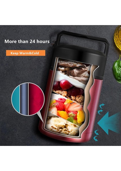 Sıcak Gıda Öğle Yemeği Kutusu İçin Gıda Kavanozu Geniş Ağız Kaplı Gül 800 ml. (Yurt Dışından)