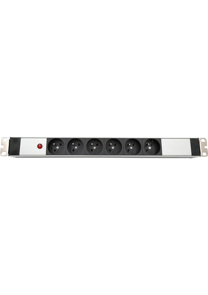 Connect 19" 1u  6 Way French Type Nfc 61314 Socket Power Indıcator Lıght, 3x1,5 Mm² Nymhy Cable, DIN49441 Plug Alumınıum Profıle Frame Pdu