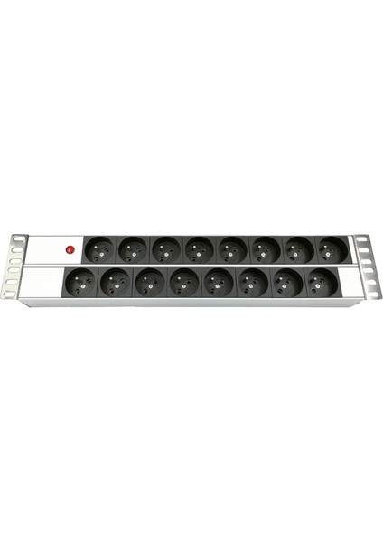 Connect 19" 2u 16 Way French Type Nfc 61314 Socket Power Indıcator Lıght, 3x1,5 Mm² Nymhy Cable, DIN49441 Plug Alumınıum Profıle Frame Pdu