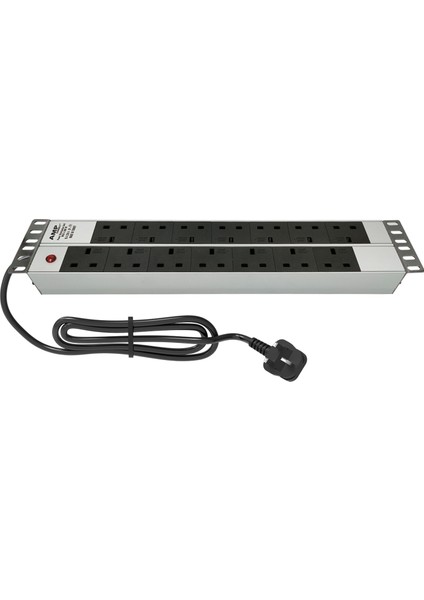 Connect 19'' 2u 14 Brıtısh Type BS1363 Socket Power Indıcator Lıght, 3x1,5 Mm² Nymhy Cable, BS1363 Plug Alumınıum Profıle Frame Pdu